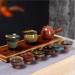 Puoyikt 6pc Ceramic Kung Fu Tea Set, Japanese Tea Cup, Sake Cup, 2.1oz Capacity, 6 Colors