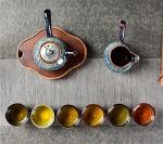 Puoyikt 6pc Ceramic Kung Fu Tea Set, Japanese Tea Cup, Sake Cup, 2.1oz Capacity, 6 Colors