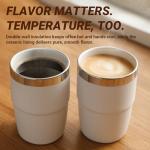 Cafezi 8 oz Espresso/Coffee Cup with Magnetic Lid, Ceramic-Lined 18/8 Stainless Steel, Double-Wall Vacuum Insulated, Stackable, Dishwasher Safe, Mini Tumbler for On-the-Go (Navy, 2 Pack)