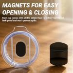 Cafezi 8 oz Espresso/Coffee Cup with Magnetic Lid, Ceramic-Lined 18/8 Stainless Steel, Double-Wall Vacuum Insulated, Stackable, Dishwasher Safe, Mini Tumbler for On-the-Go (Navy, 2 Pack)