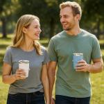 Cafezi 8 oz Espresso/Coffee Cup with Magnetic Lid, Ceramic-Lined 18/8 Stainless Steel, Double-Wall Vacuum Insulated, Stackable, Dishwasher Safe, Mini Tumbler for On-the-Go (Navy, 2 Pack)