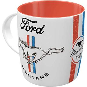 Nostalgic-Art Retro Coffee Mug, Ford Mustang – Horse & Stripes Logo – Gift idea for car accessories fans, Large Ceramic Cup, Vintage Design, 11.2 oz
