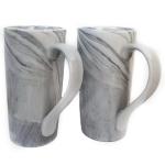 NBABSR 20 OZ Large Coffee Mugs, Grey Marble Ceramic Tall Beer Cups with Handle Set of 2 600 ml Oversized Porcelain Bulk Big Tea Cup for Men Women Gifts Mom and Dad