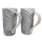 NBABSR 20 OZ Large Coffee Mugs, Grey Marble Ceramic Tall Beer Cups with Handle Set of 2 600 ml Oversized Porcelain Bulk Big Tea Cup for Men Women Gifts Mom and Dad