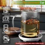DRASTAR Glass Coffee Cups, 20 oz Large Coffee Mugs, Flat Bottomed Cups with Acacia Wood Lid, Glass Tea Cup with Handle, ClearTea Cup Set of 2