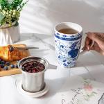 GBHOME Tea Mug with Infuser and Lid, 18 Ounce Large Ceramic Loose Leaf Tea Cup, Microwave, Dishwasher Safe Tea Steeping Mug, Pefect Gift For Tea Lover.