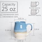 Bosmarlin Extra Large Ceramic Coffee Mug, 25 Oz, Dishwasher and Microwave Safe, Big Oversized Tea Cup for Office and Home (Blue)