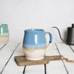 Bosmarlin Extra Large Ceramic Coffee Mug, 25 Oz, Dishwasher and Microwave Safe, Big Oversized Tea Cup for Office and Home (Blue)