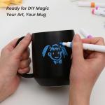 Miicol Ceramic Coffee Mug, 16 oz Large Coffee Cup, Tea Mug with Handle, Flat Bottom Mug for Men, Women, Office, Microwave and Dishwasher Safe, Multi-Color, Black