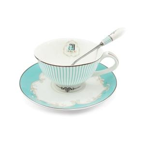 Krysclove Vintage Ceramic Teacup Elegant Coffee Cup with Spoon and Saucer Set,Royal Bone China Tea Cups (Stripe)