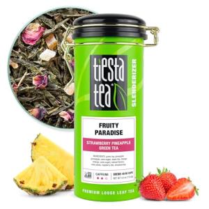 Tiesta Tea - Fruity Paradise, Loose Leaf, Strawberry Pineapple Green Tea, Premium Blend, Medium Caffeinated Green, Make Hot or Iced & Brews Up to 50 Cups, 4oz Refillable Tin