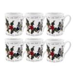 Portmeirion Holly & Ivy 9 Oz Breakfast Mugs (Set of 6) - Holiday Earthenware for Seasonal Tableware, Coffee & Tea Cup - Hand-Decorated, Oven, Microwave & Freezer Safe Mug Set for Entertaining