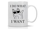 AW Fashions Grumpy Cat Mug - 11oz Coffee Mugs - Cute Pet Cup for Animal Lovers - Cool Themed Cat Mom Gag – Perfect For Christmas and Birthdays - I Do What I Want