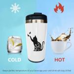 Fenmshairy Floral Cat Travel Coffee Mug for Cat Lover, Cat Animal Stainless Steel Thermal Insulated Tumbler Cup with Filp Lid, Birthday Christmas Gift for Men Women Sister Friend, 13 Oz