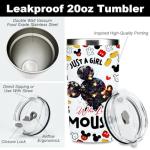 Inspired Cartoon Mouse Tumbler - Magic Mouse Lovers Coffee Mug, Animal Themed Gifts for Women, Girls, Niece - Friendship Birthday Christmas 20 oz Stainless Steel Travel Thermos Insulated Cup