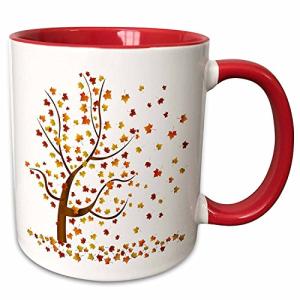 3dRose mug_62989_5 "Fall Tree with Leaves" Two Tone Red Mug, 11 oz, Multicolor