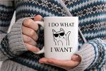 AW Fashions Grumpy Cat Mug - 11oz Coffee Mugs - Cute Pet Cup for Animal Lovers - Cool Themed Cat Mom Gag – Perfect For Christmas and Birthdays - I Do What I Want