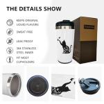 Fenmshairy Floral Cat Travel Coffee Mug for Cat Lover, Cat Animal Stainless Steel Thermal Insulated Tumbler Cup with Filp Lid, Birthday Christmas Gift for Men Women Sister Friend, 13 Oz