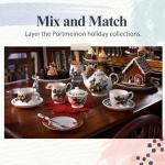 Portmeirion Holly & Ivy 9 Oz Breakfast Mugs (Set of 6) - Holiday Earthenware for Seasonal Tableware, Coffee & Tea Cup - Hand-Decorated, Oven, Microwave & Freezer Safe Mug Set for Entertaining