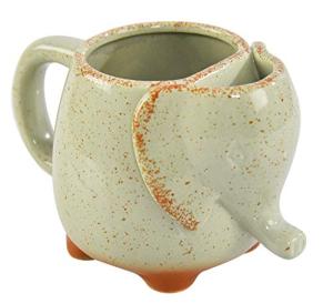 Home-X Elephant Mug with Tea Bag Holder - 16 oz Heat Resistant Ceramic Tea Cup - Microwave Safe - Weathered Green