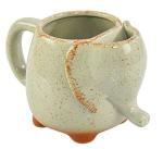 Home-X Elephant Mug with Tea Bag Holder - 16 oz Heat Resistant Ceramic Tea Cup - Microwave Safe - Weathered Green