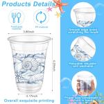 Hushee 50 Pcs Ocean Themed Plastic Beach Cups 12 oz Reusable Sea Turtle Cups Summer Sea Birthday Decorations Ocean Themed Party Favors for Animal Birthday Tea Beach Party Supplies