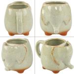 Home-X Elephant Mug with Tea Bag Holder - 16 oz Heat Resistant Ceramic Tea Cup - Microwave Safe - Weathered Green