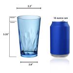 JGIRL Unbreakable Plastic Drinking Glasses [Set of 6] Shatterproof Tumblers, Reusable Glass Cups, Dishwasher Safe (16 Ounces)