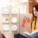 Zukro 32 oz Drinking Glass Tumbler with Handle, Iced Coffee Cup with Straw and Lid, Reusable Glass Bubble Tea Water Cup With Silicone Bumper, Fits In Cupholder, Dishwasher Safe, BPA Free, Watermelon