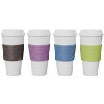 Copco Acadia Travel Mug (4-Pack), 16oz Insulated Coffee Mug with Double-Walled Plastic, Leak-Proof Lid - Microwave & Dishwasher Safe, Non-Slip Sleeve, Hot & Cold Drinks - Light Colors