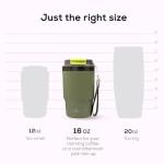ADOTEM Insulated 16oz Stainless Steel Tumbler Mug Leakproof Double Walled Vacuum Thermal Coffee Cup with 2-in-1 Straw & Lid, Cupholder-Friendly Travel Mug for Hot & Cold Drinks (Olive Green)