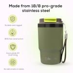 ADOTEM Insulated 16oz Stainless Steel Tumbler Mug Leakproof Double Walled Vacuum Thermal Coffee Cup with 2-in-1 Straw & Lid, Cupholder-Friendly Travel Mug for Hot & Cold Drinks (Olive Green)