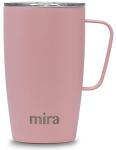 MIRA 18 oz Insulated Coffee Mug - Stainless Steel Travel Cup with Easy-Grip Handle - Car Cup Holder Compatible - Taffy Pink