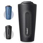 TOURIT Travel Coffee Mug 16 oz, Insulated Coffee Cups with Flip Lid, Stainless Steel Double Wall Vacuum Tumbler, Leak Proof Reusable To Go Portable Mug, Black
