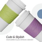 Copco Acadia Travel Mug (4-Pack), 16oz Insulated Coffee Mug with Double-Walled Plastic, Leak-Proof Lid - Microwave & Dishwasher Safe, Non-Slip Sleeve, Hot & Cold Drinks - Light Colors