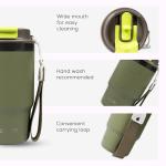 ADOTEM Insulated 16oz Stainless Steel Tumbler Mug Leakproof Double Walled Vacuum Thermal Coffee Cup with 2-in-1 Straw & Lid, Cupholder-Friendly Travel Mug for Hot & Cold Drinks (Olive Green)