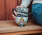Disney Alice in Wonderland Monochrome Stacked Teacups Sculpted Ceramic Mug | BPA-Free Large Coffee Cup For Espresso, Cocoa, Tea
