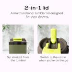 ADOTEM Insulated 16oz Stainless Steel Tumbler Mug Leakproof Double Walled Vacuum Thermal Coffee Cup with 2-in-1 Straw & Lid, Cupholder-Friendly Travel Mug for Hot & Cold Drinks (Olive Green)