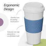 Copco Acadia Travel Mug (4-Pack), 16oz Insulated Coffee Mug with Double-Walled Plastic, Leak-Proof Lid - Microwave & Dishwasher Safe, Non-Slip Sleeve, Hot & Cold Drinks - Light Colors