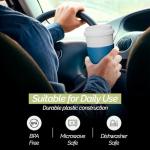 Copco Acadia Travel Mug (4-Pack), 16oz Insulated Coffee Mug with Double-Walled Plastic, Leak-Proof Lid - Microwave & Dishwasher Safe, Non-Slip Sleeve, Hot & Cold Drinks - Light Colors