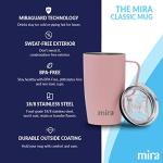 MIRA 18 oz Insulated Coffee Mug - Stainless Steel Travel Cup with Easy-Grip Handle - Car Cup Holder Compatible - Taffy Pink