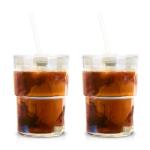 Kurotel 13oz/400ml Tumbler Water Glass Cups with Straw and Lid, 2 Pack Reusable Iced Coffee Cups, Thick Wall Insulated Glass Tumbler for Iced Tea, Coffee, Smoothie and Water, Travel Friendly