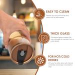 Kurotel 13oz/400ml Tumbler Water Glass Cups with Straw and Lid, 2 Pack Reusable Iced Coffee Cups, Thick Wall Insulated Glass Tumbler for Iced Tea, Coffee, Smoothie and Water, Travel Friendly