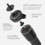 BrüMate Resa 35oz 100% Leakproof Travel Tumbler with Handle & Straw | Flexible SoftSip Straw | Silicone Sleeve for Durability | Stainless Steel | Cup Holder & Travel Friendly | (Lavender)