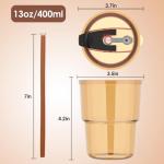 Kurotel 13oz/400ml Tumbler Water Glass Cups with Straw and Lid, 2 Pack Reusable Iced Coffee Cups, Thick Wall Insulated Glass Tumbler for Iced Tea, Coffee, Smoothie and Water, Travel Friendly