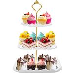 DAFURIET Dessert Cupcake Stand, 3 Tier Cup Cake Holder Tower for Tea Party/Birthday/Wedding, Plastic Tiered Serving Tray with Metal Rod, White