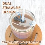 Kurotel 13oz/400ml Tumbler Water Glass Cups with Straw and Lid, 2 Pack Reusable Iced Coffee Cups, Thick Wall Insulated Glass Tumbler for Iced Tea, Coffee, Smoothie and Water, Travel Friendly