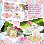 SUMMORO 160 Pcs Floral Paper Tea Cups and Saucers 7 OZ Disposable Paper Tea Cups with Handle and Plates for Tea Party Decoration Birthday Baby Shower Bridal Wedding Mother's Day