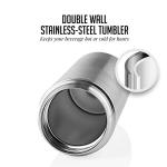 Ovente Stainless Steel Vacuum Insulated Coffee Water Mug, 12 oz Portable Double Wall Handheld Tumbler with Tea Infuser, BPA-Free Spill Proof Travel Friendly for Hot Cold Beverage, Silver MSA12S