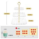 DAFURIET Dessert Cupcake Stand, 3 Tier Cup Cake Holder Tower for Tea Party/Birthday/Wedding, Plastic Tiered Serving Tray with Metal Rod, White